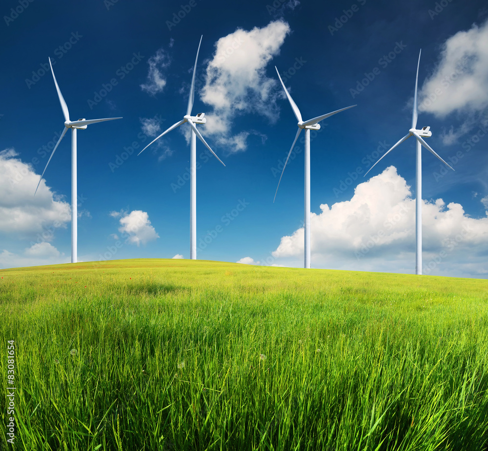 Wind power station. Ecological energy composition Wind power station. Ecological energy composition