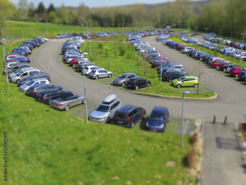 Parking de voitures - Effet tilt shift