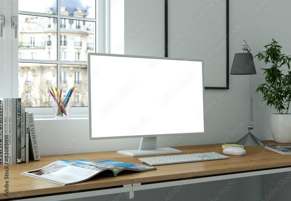 Schreibtisch mit PC Schreibtisch mit PC