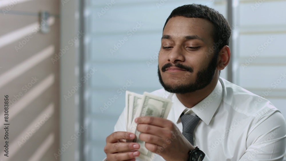 Man rejoices money. Manager enjoying dollars. Man rejoices money. Manager enjoying dollars.