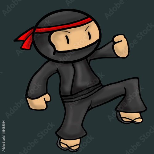Ninja asia cartoon character vector illustration