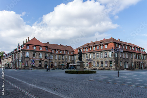 Jean-Paul statue and Postei building in Bayreuth, Germany, 2015