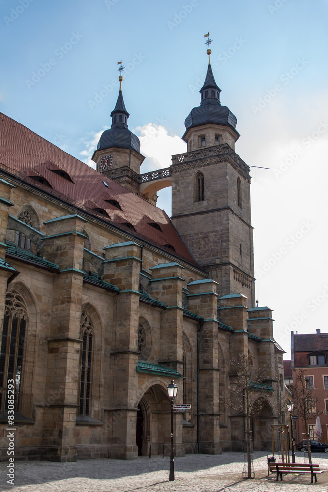 Obraz premium Statue beside the Church of the Holy Spirit in Bayreuth, 2015