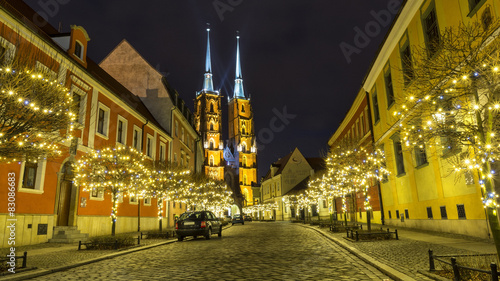 Cathedral of St. John in Wroclaw at night, Poland