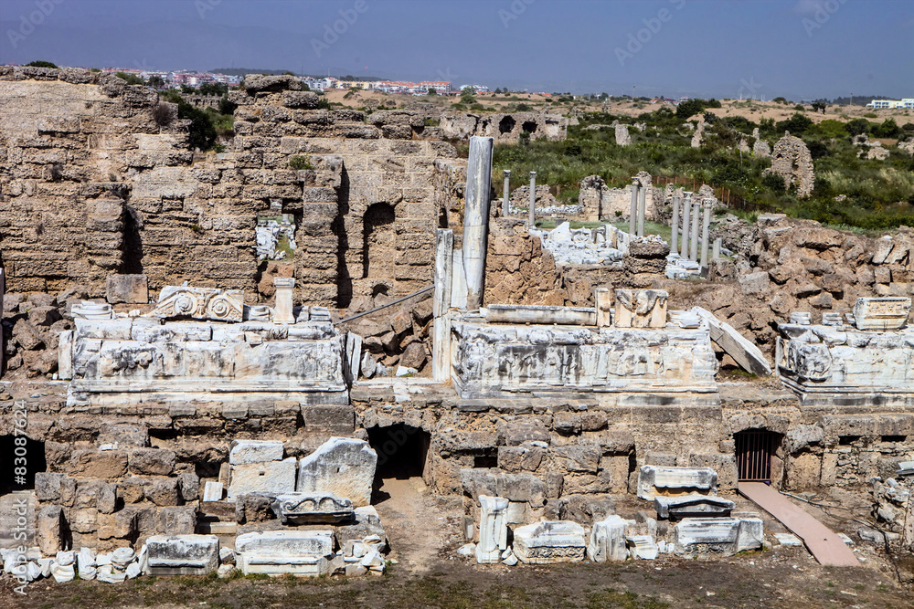 ancient monuments in Side, Turkey