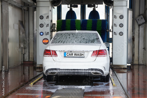 Automatic car wash in action