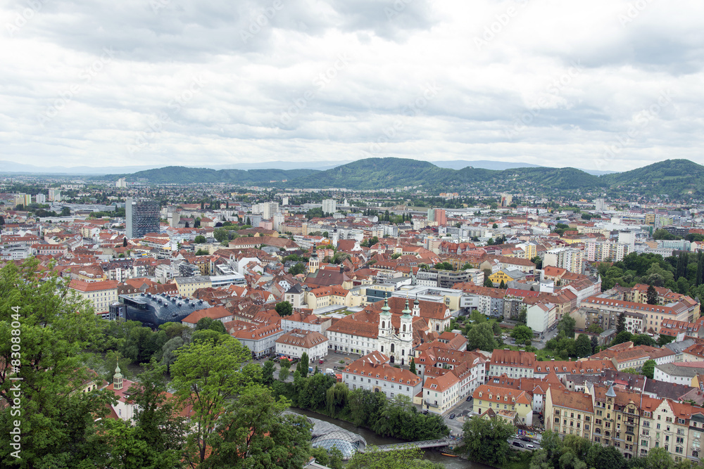 Blick vom Schlossberg über Graz