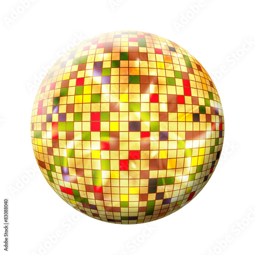 Colorful Sphere with colored squares on white background isolate