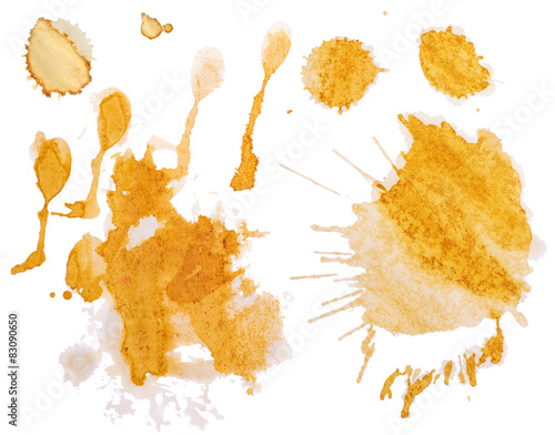 set of blots and splashes of spilled coffee