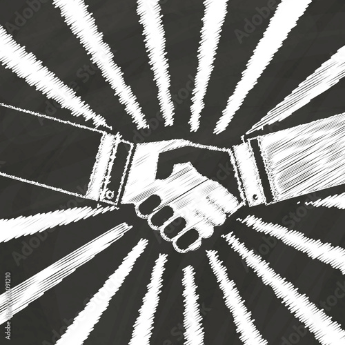 Shake hand by chalk