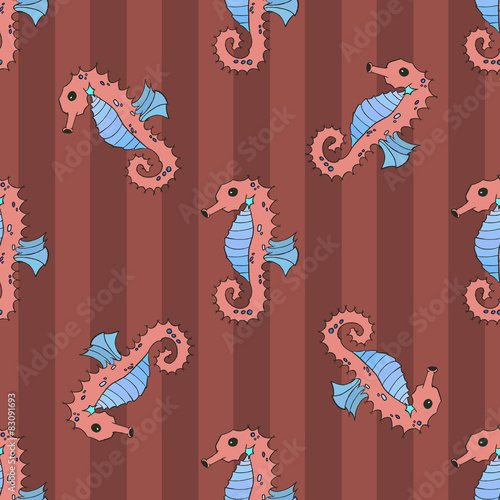 Seahorse seamless vector illustration
