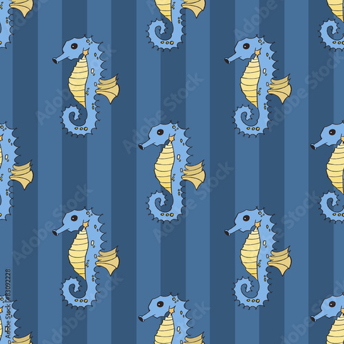 Seahorse seamless vector illustration