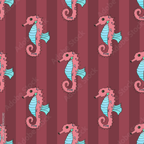 Seahorse seamless vector illustration