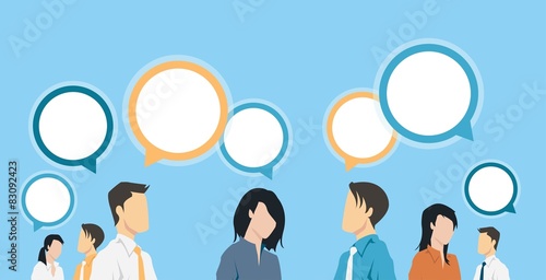 Group of business people communicating with speech bubbles