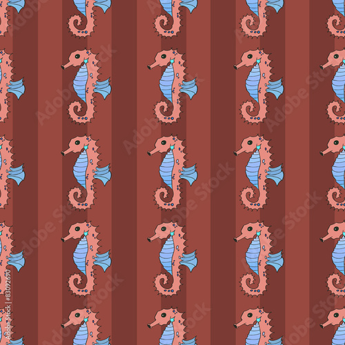 Seahorse seamless vector illustration