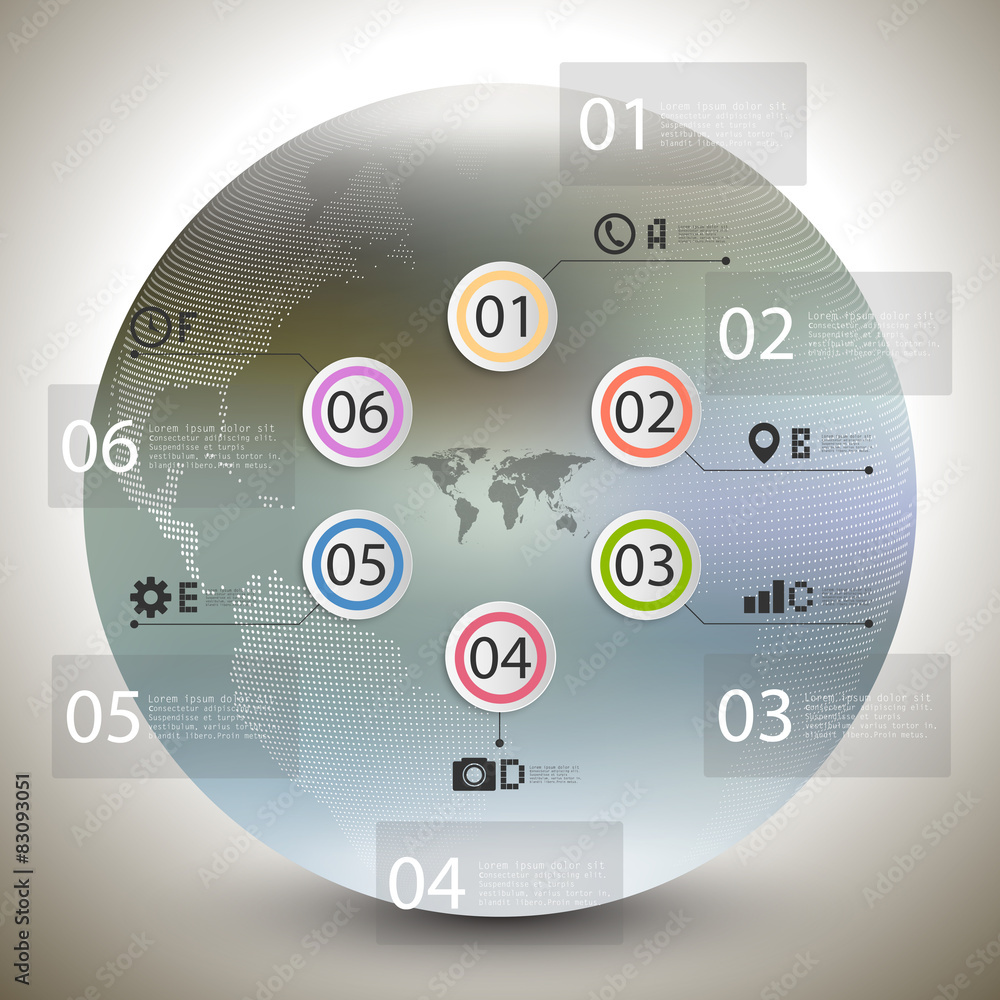 Fototapeta premium Abstract infographic pattern with dotted world globe for