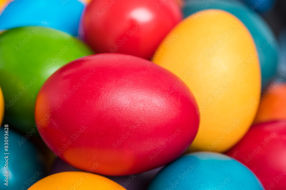 Colorful Easter Eggs In Basket Close Up Colorful Easter Eggs In Basket Close Up