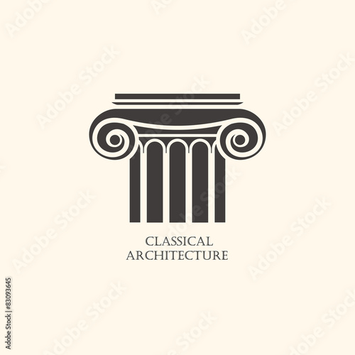 Classical column architecture element. Logo concept for construc