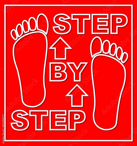 Step by step emblem for workflow presentation with footprints