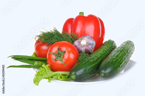 vegetables on white background