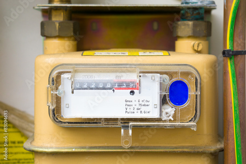 Gas meter installation closeup