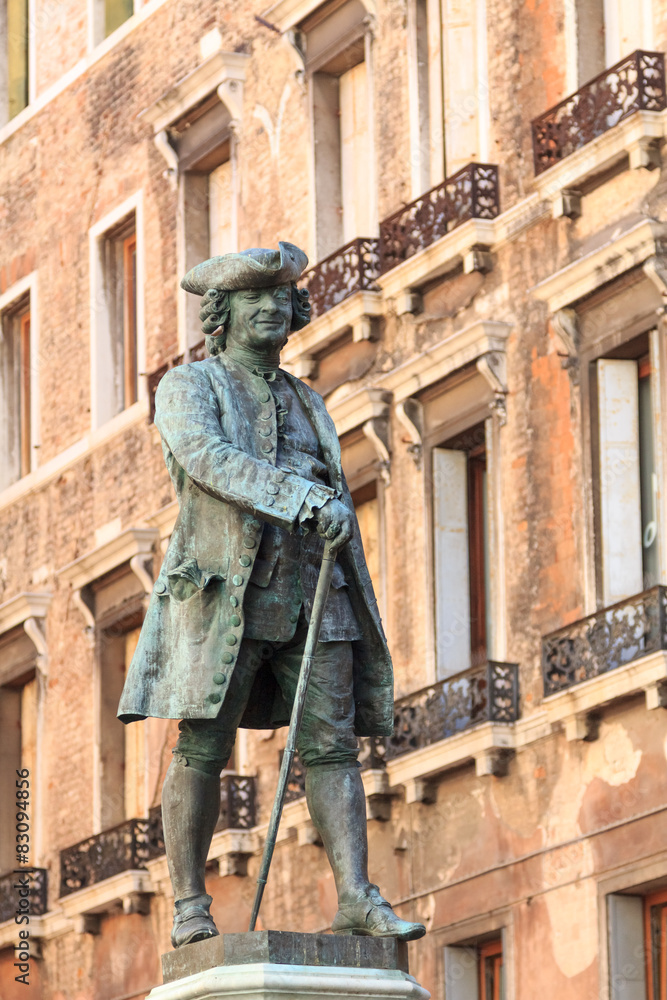Bronze statue of writer Carlo Goldoni in Venice