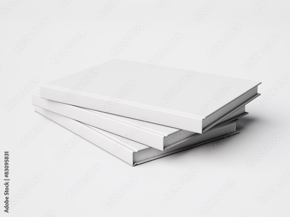 Set of three white books. 3d rendering Set of three white books. 3d rendering