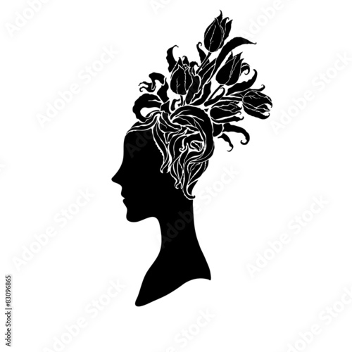 woman silhouette with hair styling