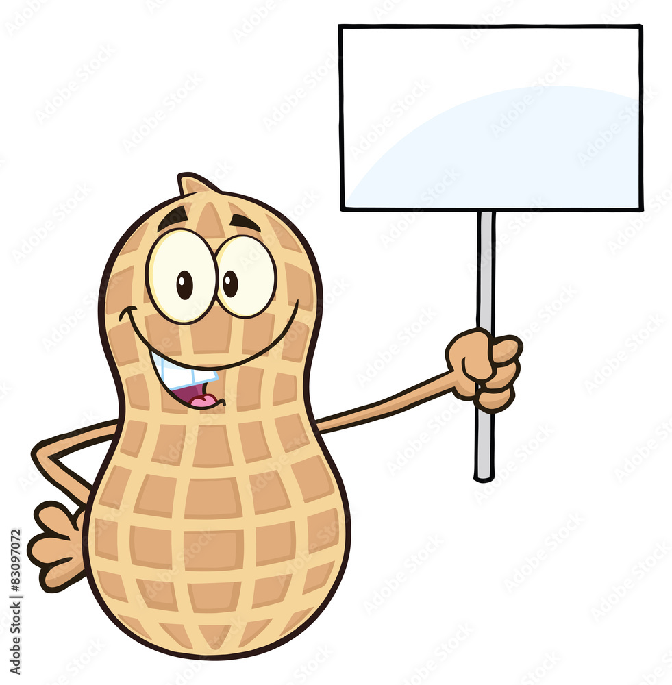 Peanut Cartoon Character Holding Up A Blank Sign Stock Vector | Adobe Stock Peanut Cartoon Character Holding Up A Blank Sign Stock Vector | Adobe Stock
