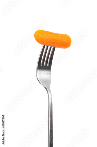 Small carrot on a fork