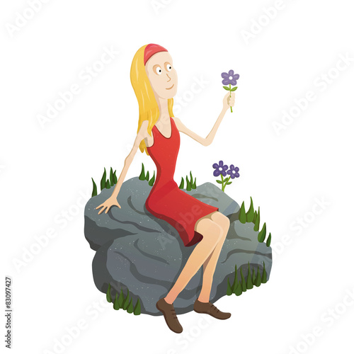 Girl And Flowers