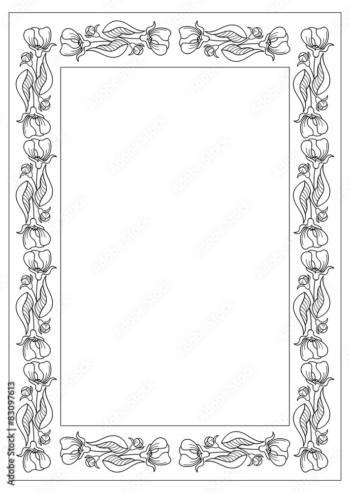 Silhouette frame with flowers Silhouette frame with flowers