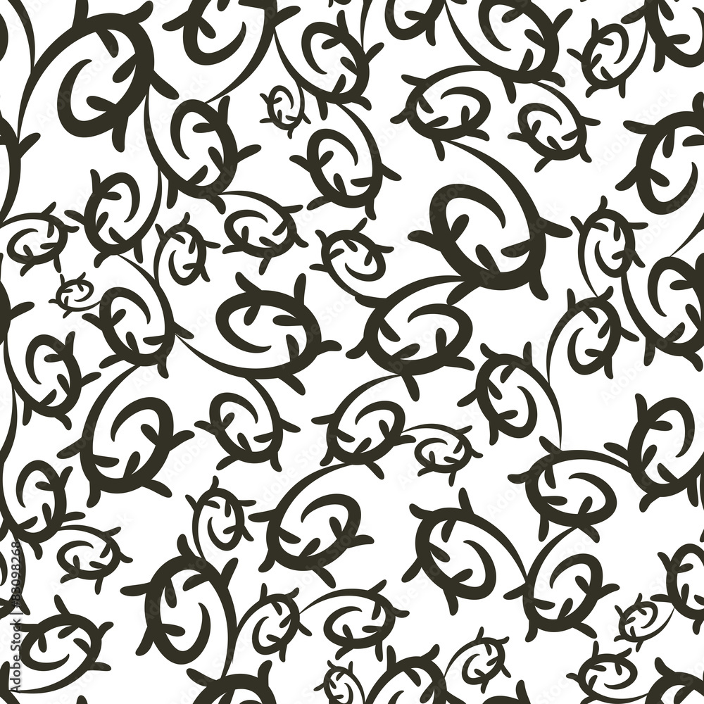 Pattern with black curls