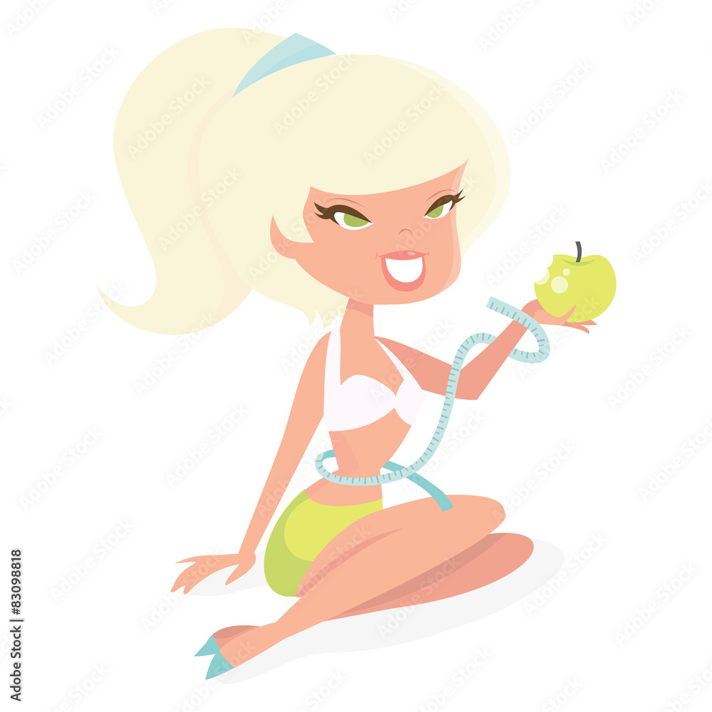 Cartoon Retro Diet Pinup Girl Cartoon Retro Diet Pinup Girl