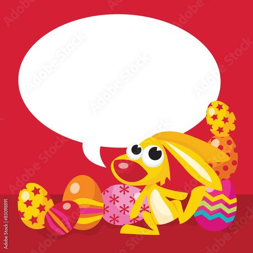 Easter Bunny With Speech Bubble copy space