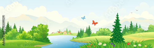 Mountain scenic banner