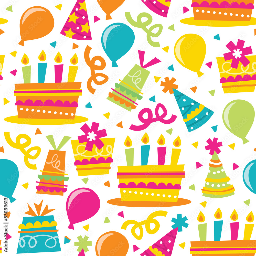 Retro Birthday Party Seamless Pattern Background