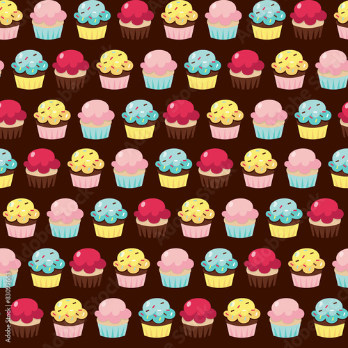 Cupcakes Seamless Pattern Background
