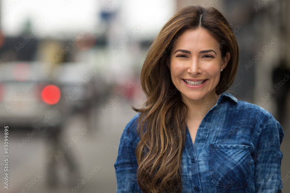 Young hispanic caucasian woman smile happy face portrait Young hispanic caucasian woman smile happy face portrait