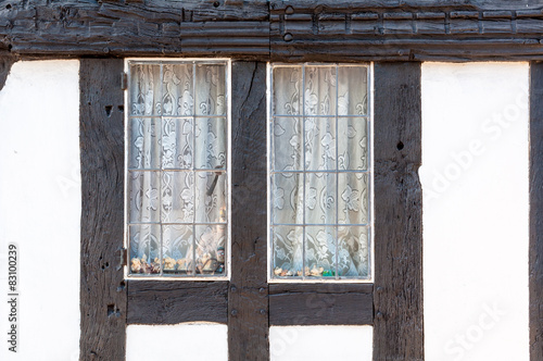 Timber cottage window closeup