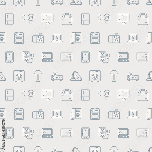 Home appliances line icon pattern set