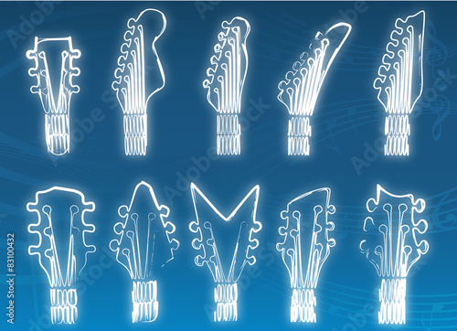 Guitar Head Drawing Vector blue background