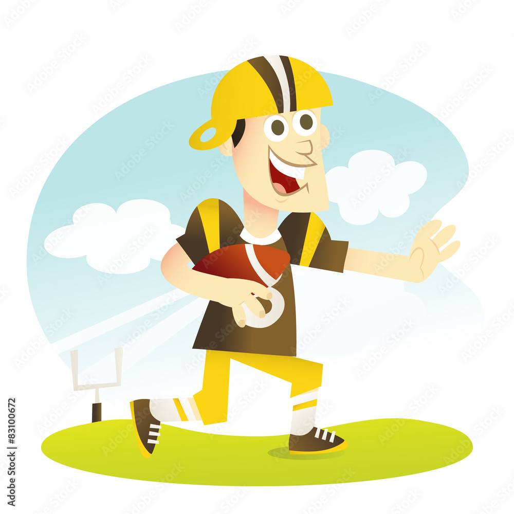 Fototapeta premium Cartoon American Football Player
