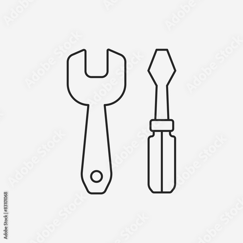 Screwdrivers and wrench line icon