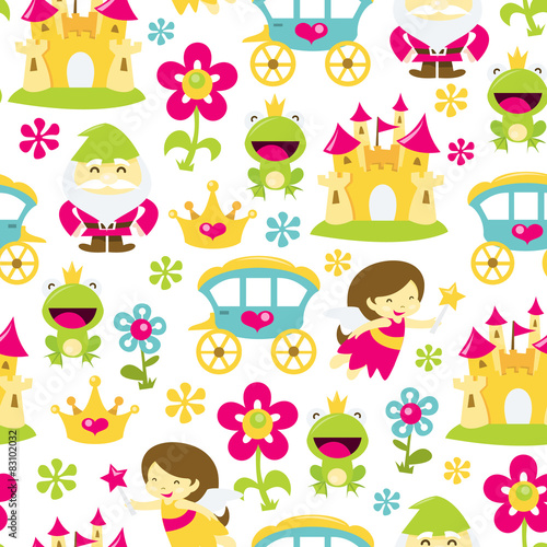Magical Fairytale Seamless Pattern Background