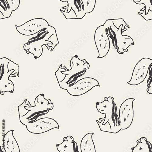 Squirrel doodle seamless pattern background