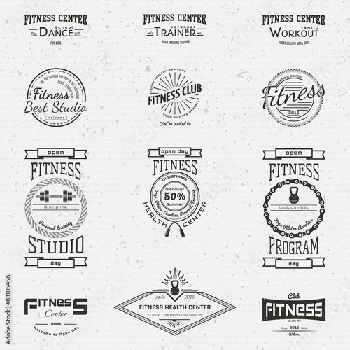 Fitness club badges logos and labels for any use
