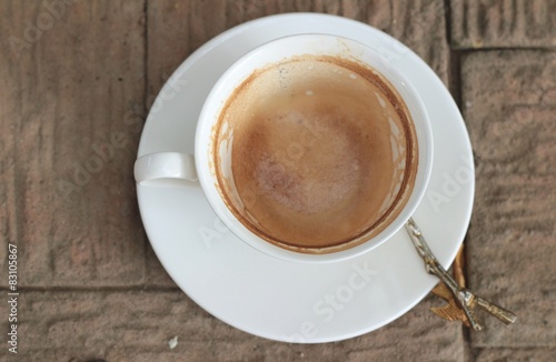 Hot latte coffee in glass