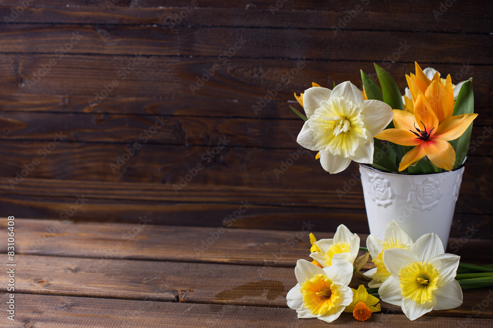 Background with fresh narcissus Background with fresh narcissus