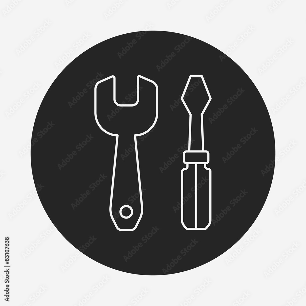 Screwdrivers and wrench line icon Screwdrivers and wrench line icon